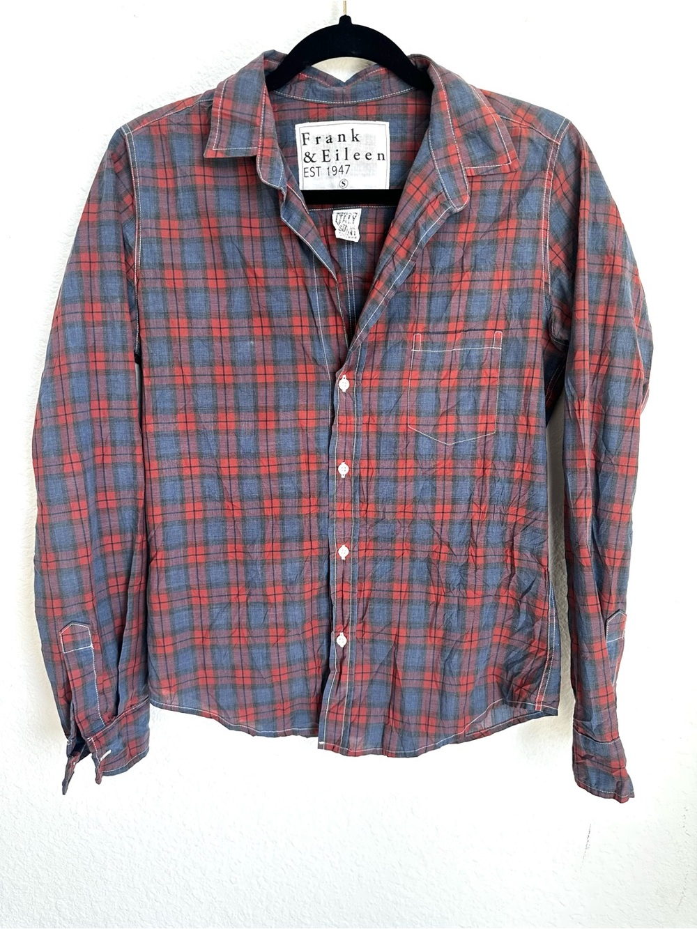 Frank & Eileen Barry Flannel Plaid Button Up Shirt Size small